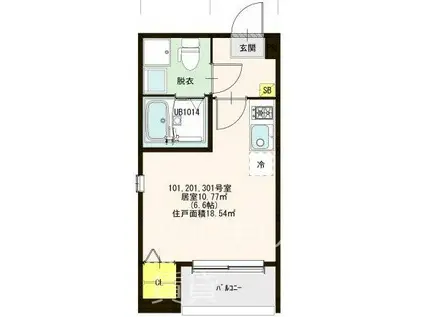 SUN LOTUS和白(1K/2階)の間取り写真