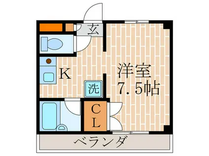 エルデ観月橋(1K/1階)の間取り写真