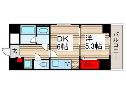 グランディール オアゾ(1DK/10階)の間取り写真