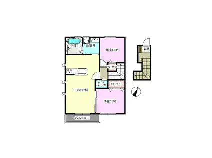 リブ越谷(2LDK/2階)の間取り写真