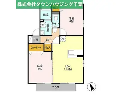 ルミエールII(2LDK/1階)の間取り写真