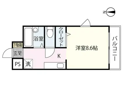 パティオ東荒神(1K/8階)の間取り写真