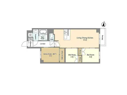 アジールコート練馬中村橋(2SLDK/3階)の間取り写真