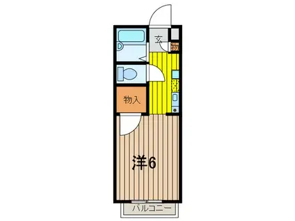 あすなろ1棟(1K/1階)の間取り写真