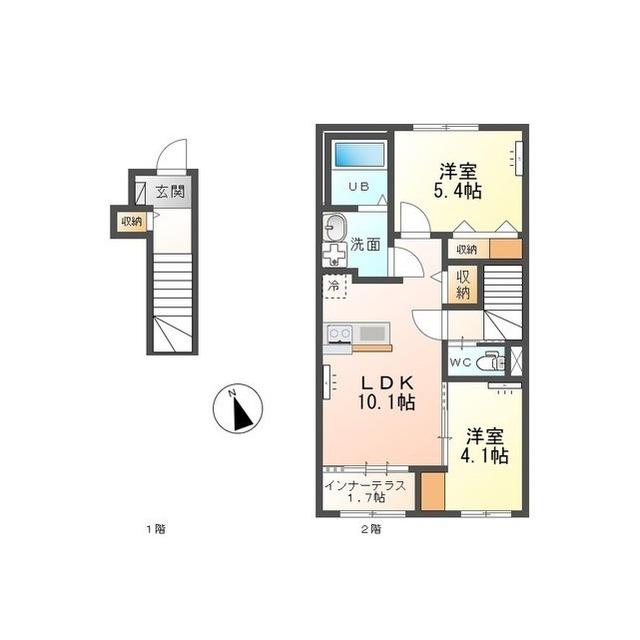シャインスターアイズ(2LDK/2階)の間取り写真