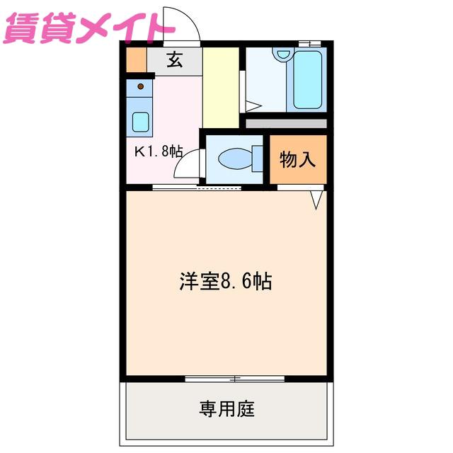 リヴェール鈴鹿C棟(1K/1階)の間取り写真