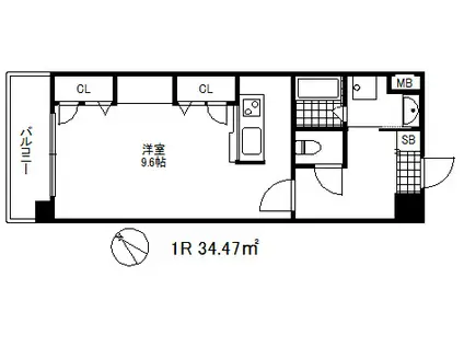 カイセイ新神戸第2ウエスト(1K/3階)の間取り写真