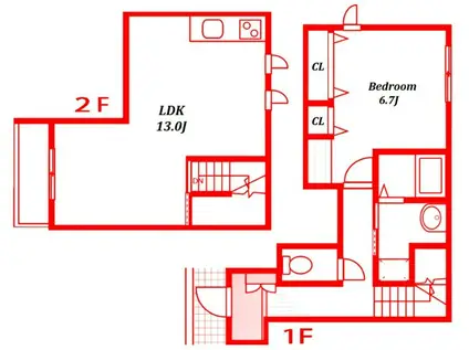 テッティヴェルディ横浜B -TETTI VERDI-(1LDK/1階)の間取り写真