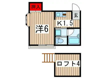 Sコート小手指(1K/2階)の間取り写真