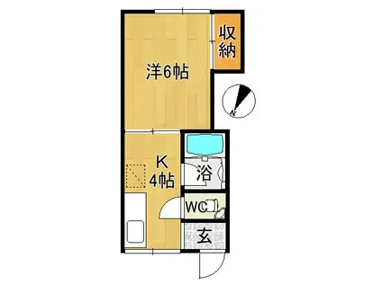 プラザINKEI A棟(1K/2階)の間取り写真