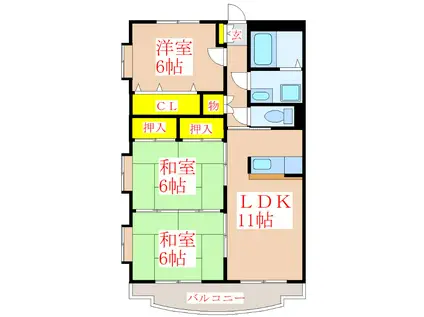 プロスパー(3LDK/2階)の間取り写真
