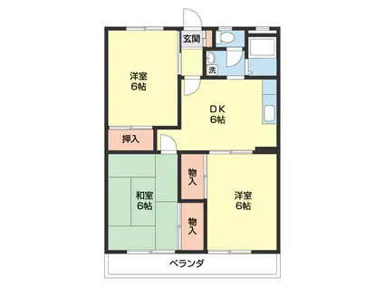 レジデンス粟(3DK/5階)の間取り写真