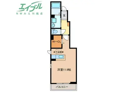 アウローラII(ワンルーム/1階)の間取り写真