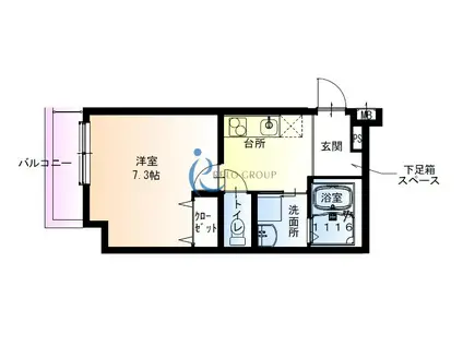 フジパレス今川公園東V番館(1K/3階)の間取り写真
