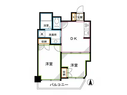 クレアシオン中野北(2DK/7階)の間取り写真