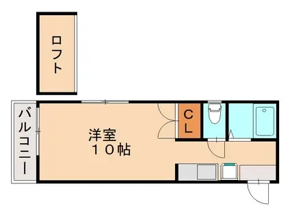 ルート仲原B(ワンルーム/1階)の間取り写真