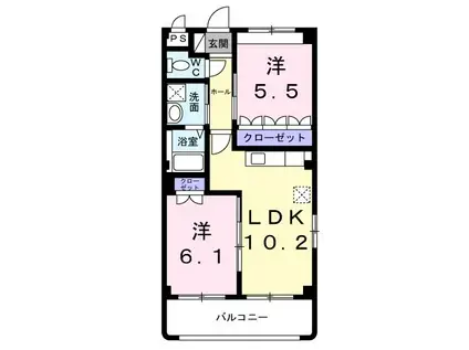 ライブリーベスト・かつらぎ(2LDK/2階)の間取り写真