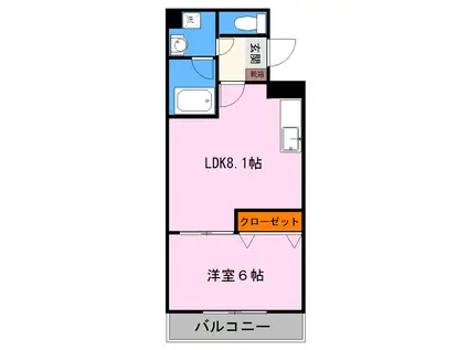PLACE水前寺(1LDK/6階)の間取り写真