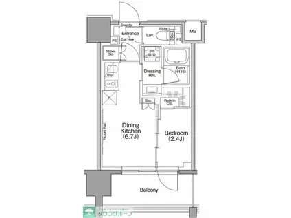 ザ・パークハビオ行徳駅前(1DK/7階)の間取り写真
