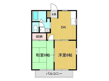 キャッスルハイツA(2DK/2階)の間取り写真