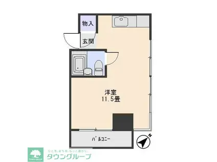 カーサピッコラ前橋(1DK/2階)の間取り写真