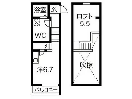 CORTILE金山(ワンルーム/2階)の間取り写真