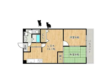 モモちゃんヒルズ和泉(2LDK/2階)の間取り写真