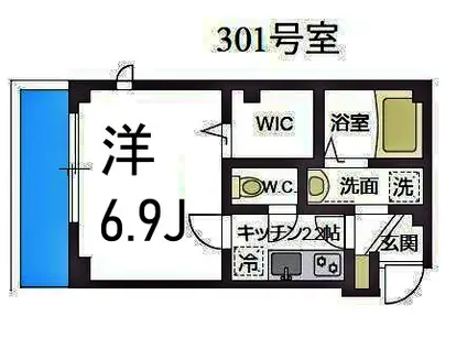 ルミエール港南台(1K/3階)の間取り写真
