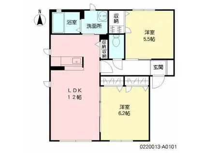 シャーメゾン矢加部A棟(2LDK/1階)の間取り写真