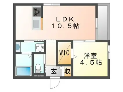 ルノーブウエスト(1LDK/1階)の間取り写真