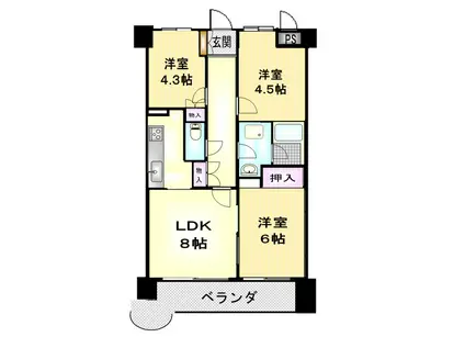 ラヴィータ桑野(3LDK/5階)の間取り写真
