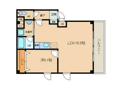 シビック本町(1LDK/4階)の間取り写真