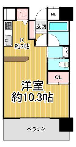 アーバネックス尼崎東難波(ワンルーム/11階)の間取り写真