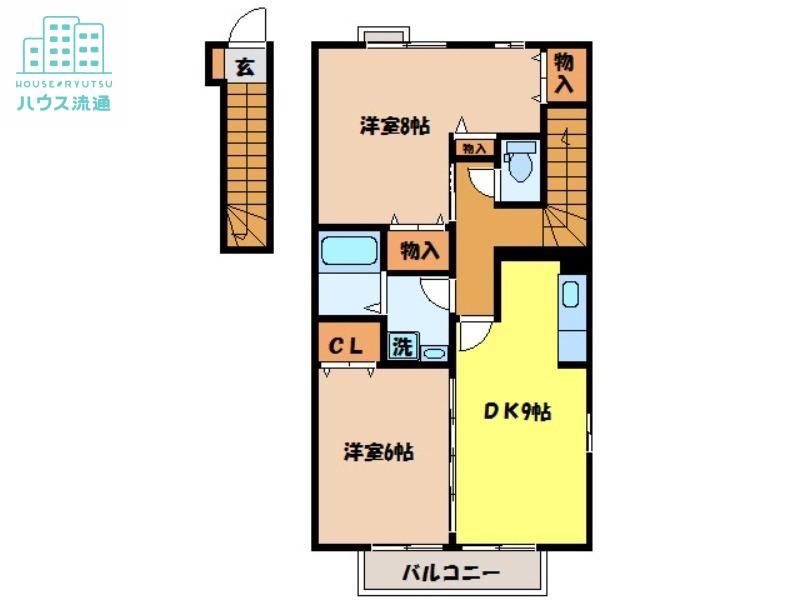 メゾンラパトリアD(2DK/2階)の間取り写真