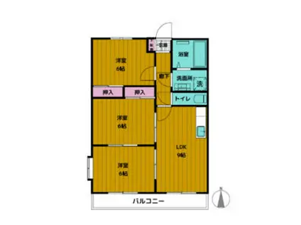 SANTA PLACE K2(3DK/1階)の間取り写真