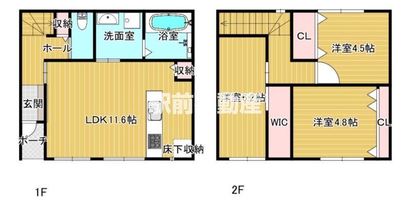 FLOW津福駅前(3LDK/1階)の間取り写真
