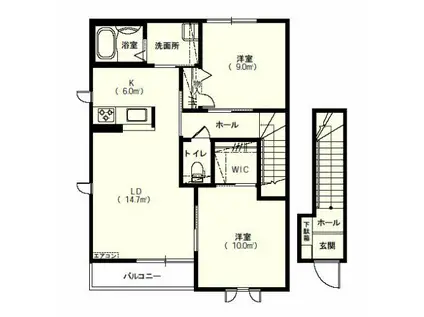 KブランシェD(2LDK/2階)の間取り写真