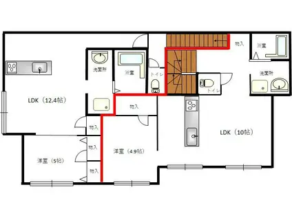 サントル(2LDK/2階)の間取り写真