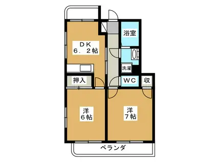 第2たわわハイツ(2DK/3階)の間取り写真