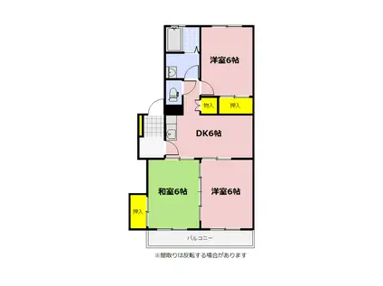 平内ハイツ(3DK/2階)の間取り写真