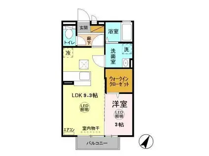 メゾン・ド・フルール(1LDK/1階)の間取り写真