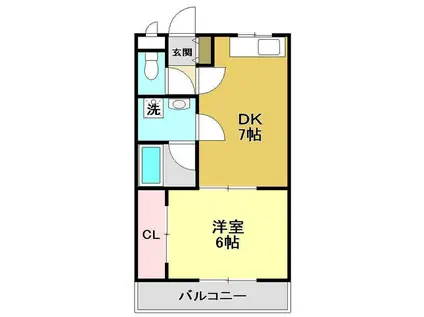 フローラル幸風(1K/1階)の間取り写真