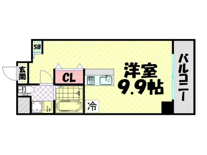 パウゼドーム前(ワンルーム/8階)の間取り写真