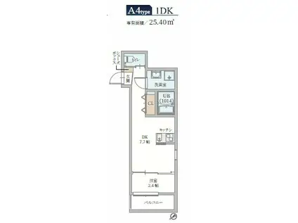 GAZELLE NOAH尼崎尾浜(1DK/1階)の間取り写真