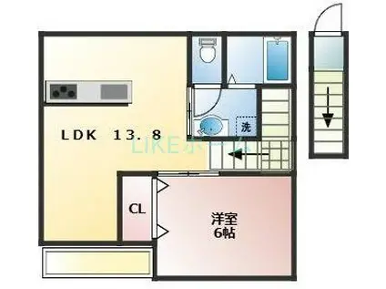 グランベールS6(1LDK/2階)の間取り写真