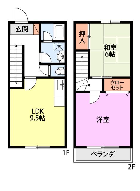 佐藤アパート(2LDK/1階)の間取り写真