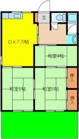 金華荘(3DK/1階)の間取り写真