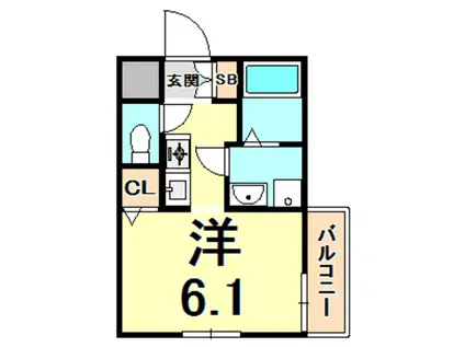 アメニティヒルズII(1K/1階)の間取り写真