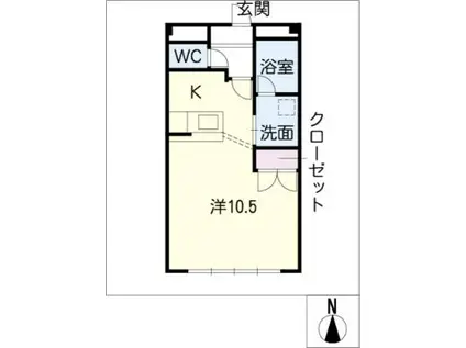 セルリアンクオーレ(ワンルーム/2階)の間取り写真