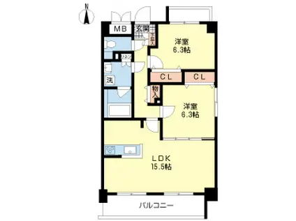 メゾンラディウス(2LDK/4階)の間取り写真